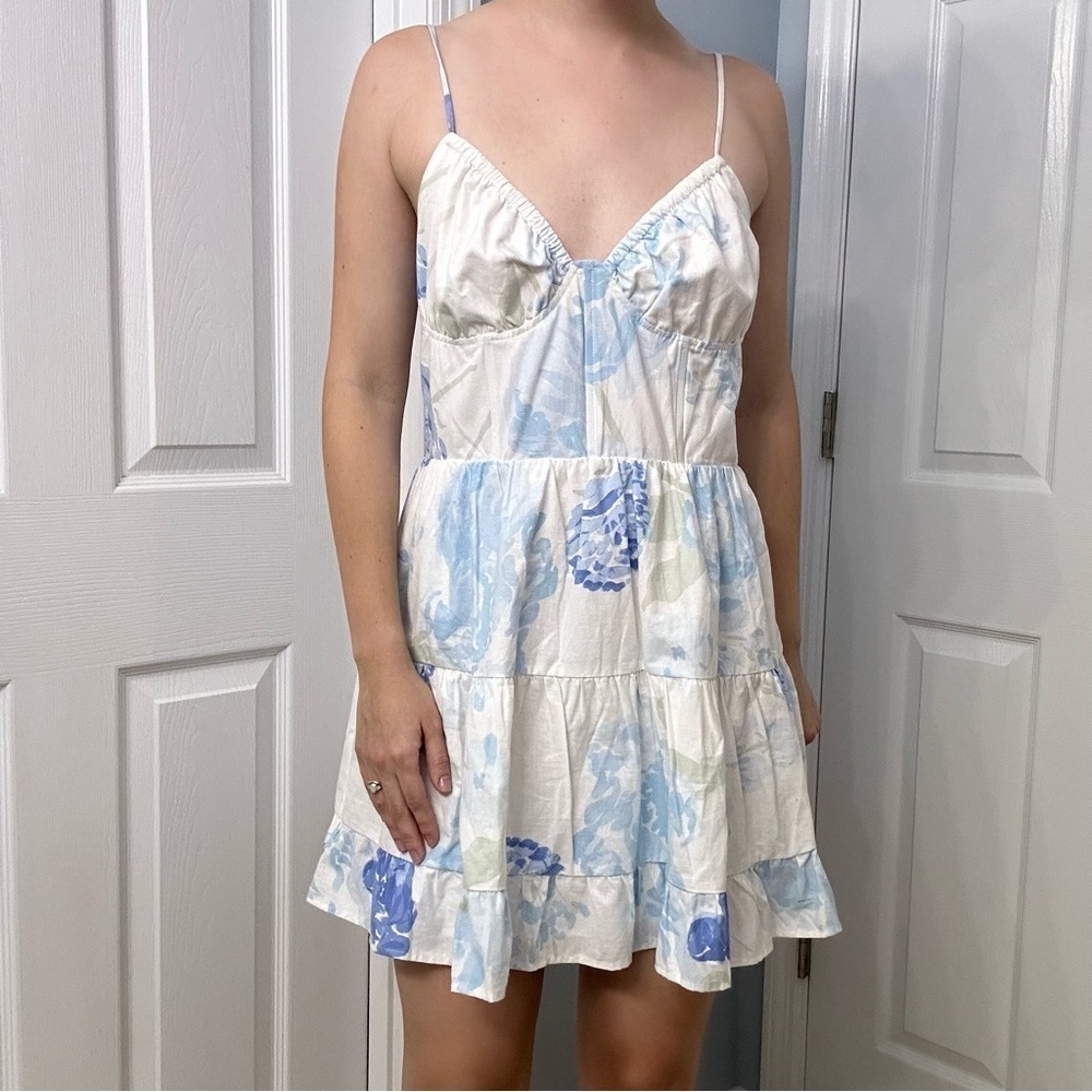 Sabo Skirt Dress Mini Floral Dainty White Cotton Size 8 Medium